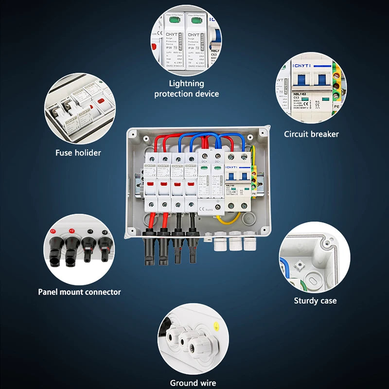 Solar PV Combiner Box DC600V – 2 in 1 out IP65