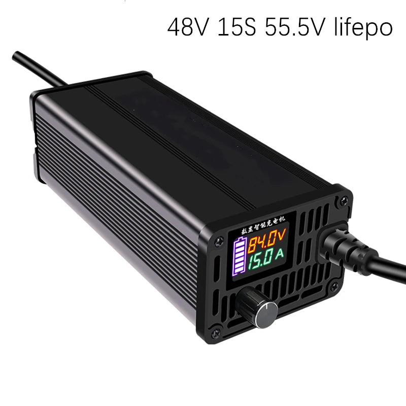 Lithium Batterieladegerät 10A-20A einstellbar 24V-84VLi-Ion & LiFePO4 Schnellladung 8S-24S Konfiguration