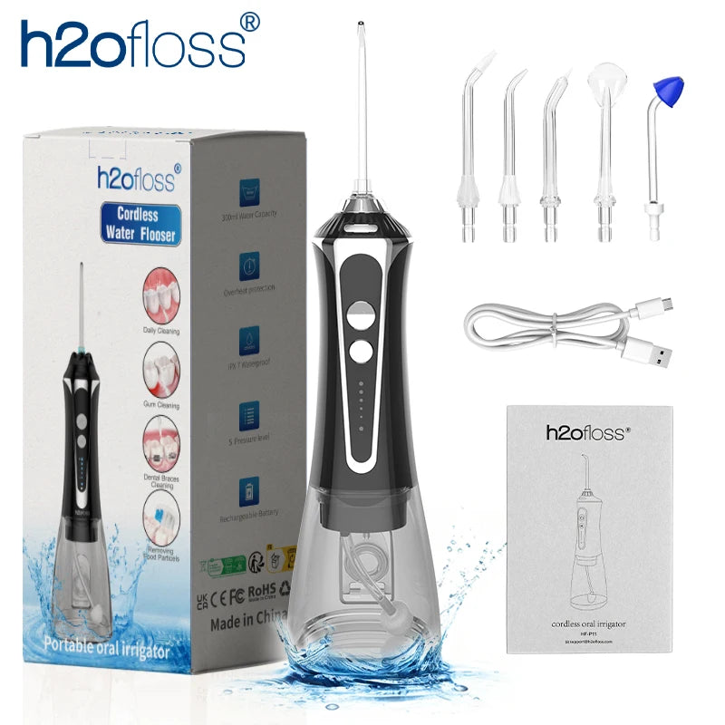 H2ofloss Munddusche tragbar 2500mAh – 140PSIElektrische Zahnreinigung, Hochdruck Water Flosser