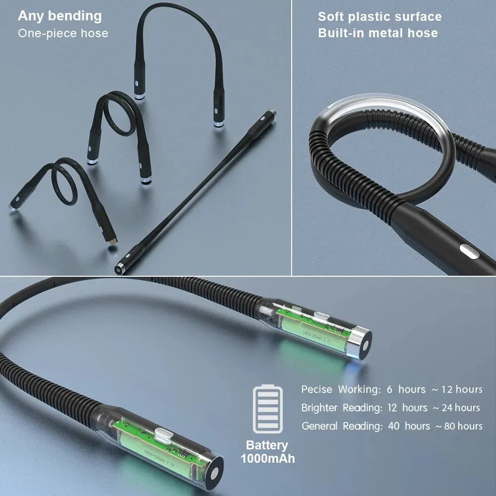 USB-Leselampe für den Hals – Flexibel & wiederaufladbarBuchlichter für Lesen im Bett, tragbar & langlebig