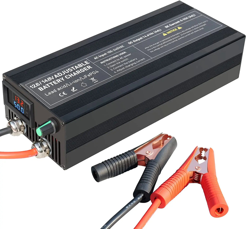 Batterieladegerät LiFePO4 14,6V 50A-100A einstellbarFür Bleisäure, AGM, Gel & 12,8V – Auto-Schnellladegerät