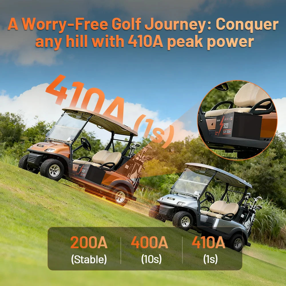 LiFePO4 Batterie 48V 100Ah für Golfwagen – 200A BMS mit Bluetooth