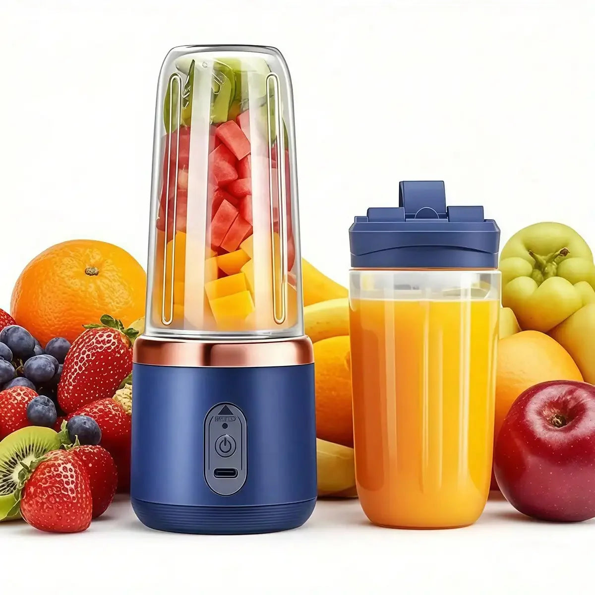 Tragbarer Mixer & Entsafter mit Tasse – LeistungsstarkSmoothie-Maker für Früchte & Gemüse, Küche & Gym