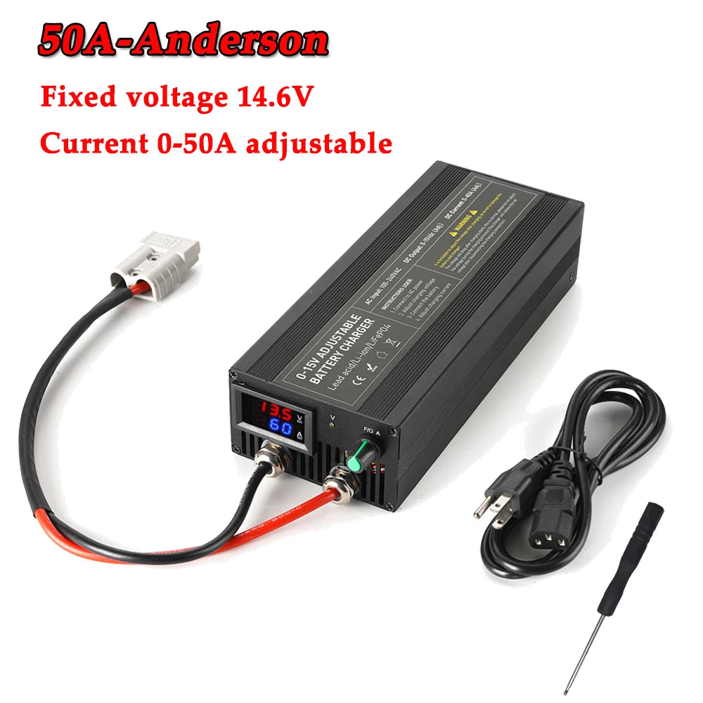 Batterieladegerät LiFePO4 14,6V 50A-100A einstellbarFür Bleisäure, AGM, Gel & 12,8V – Auto-Schnellladegerät