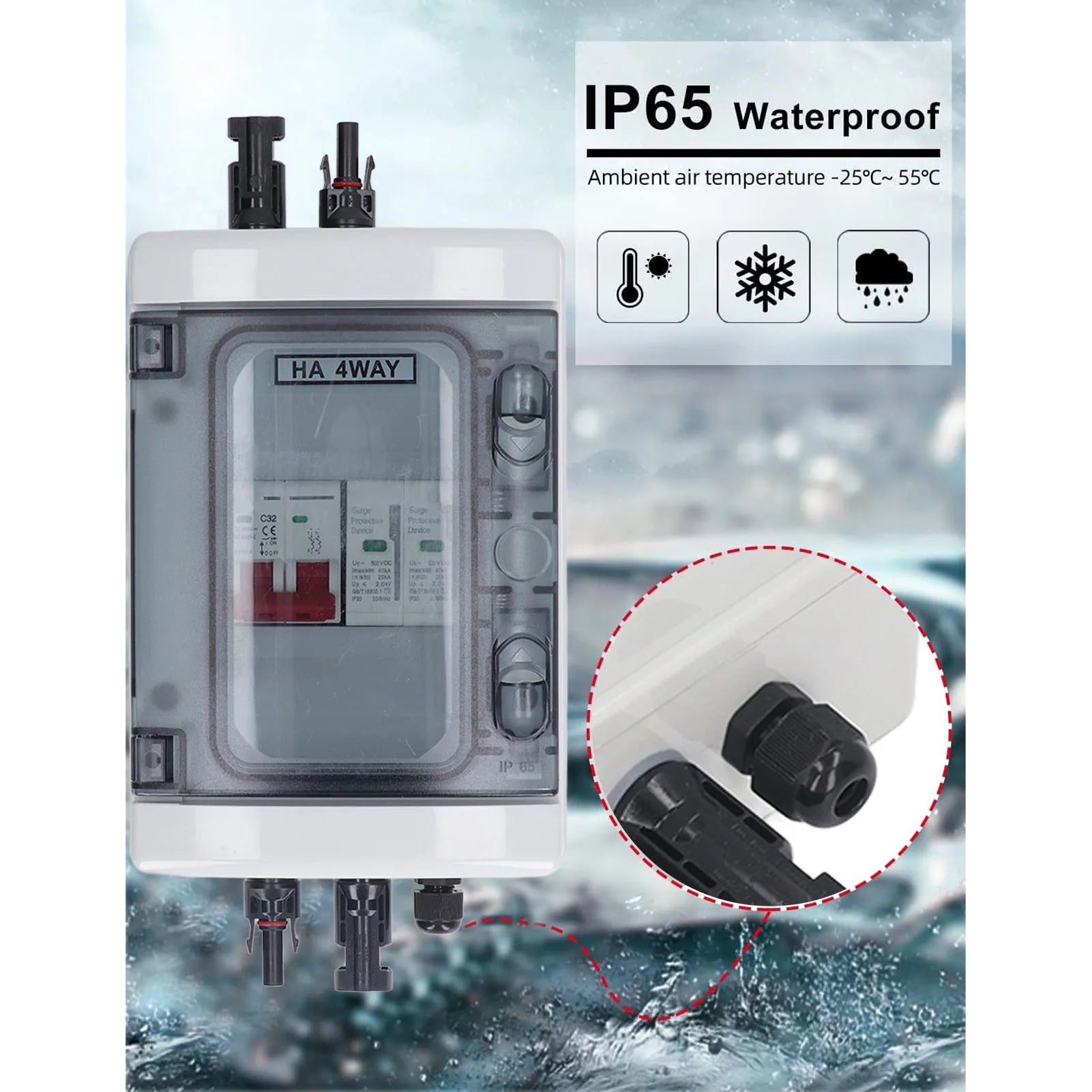 PV Combiner Box IP65 – Solar DC500V 32A wasserdicht