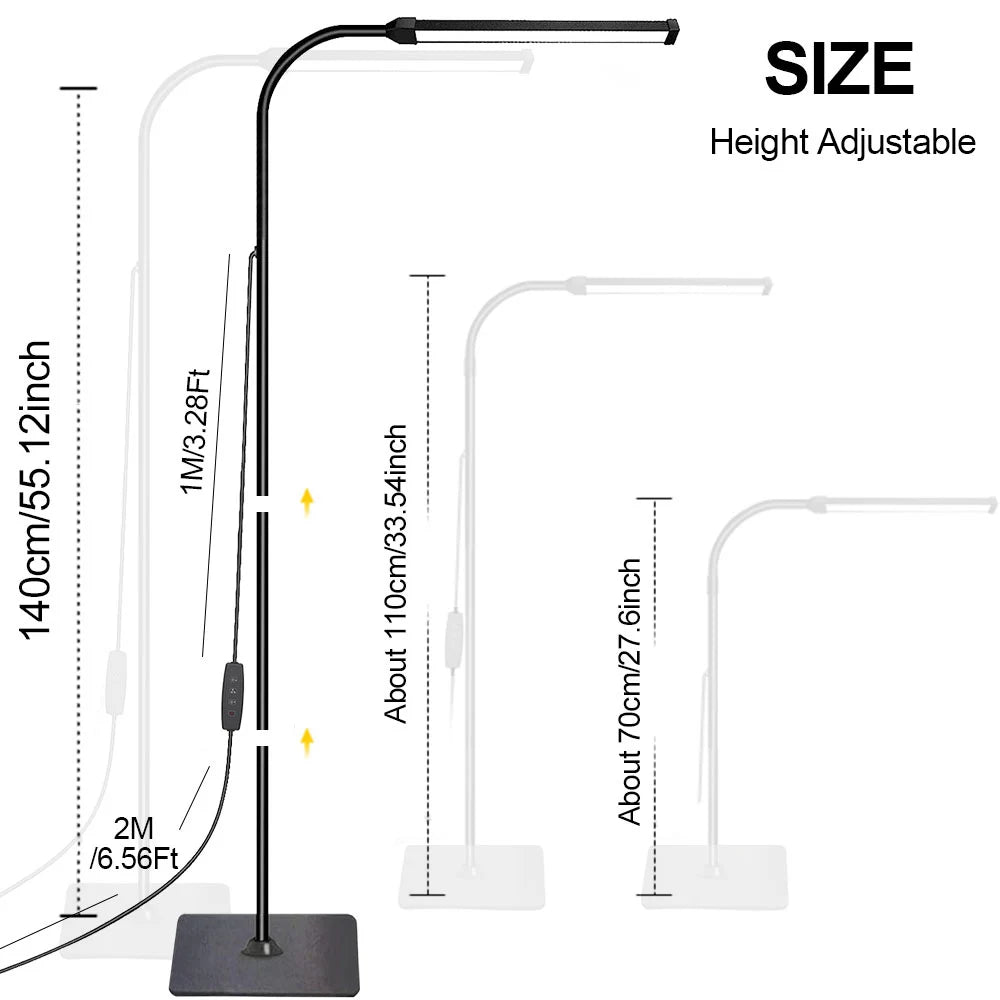 LED-Stehlampe dimmbar mit Schwanenhals – WohnzimmerVerstellbares Leselicht für Schlafzimmer & Büro