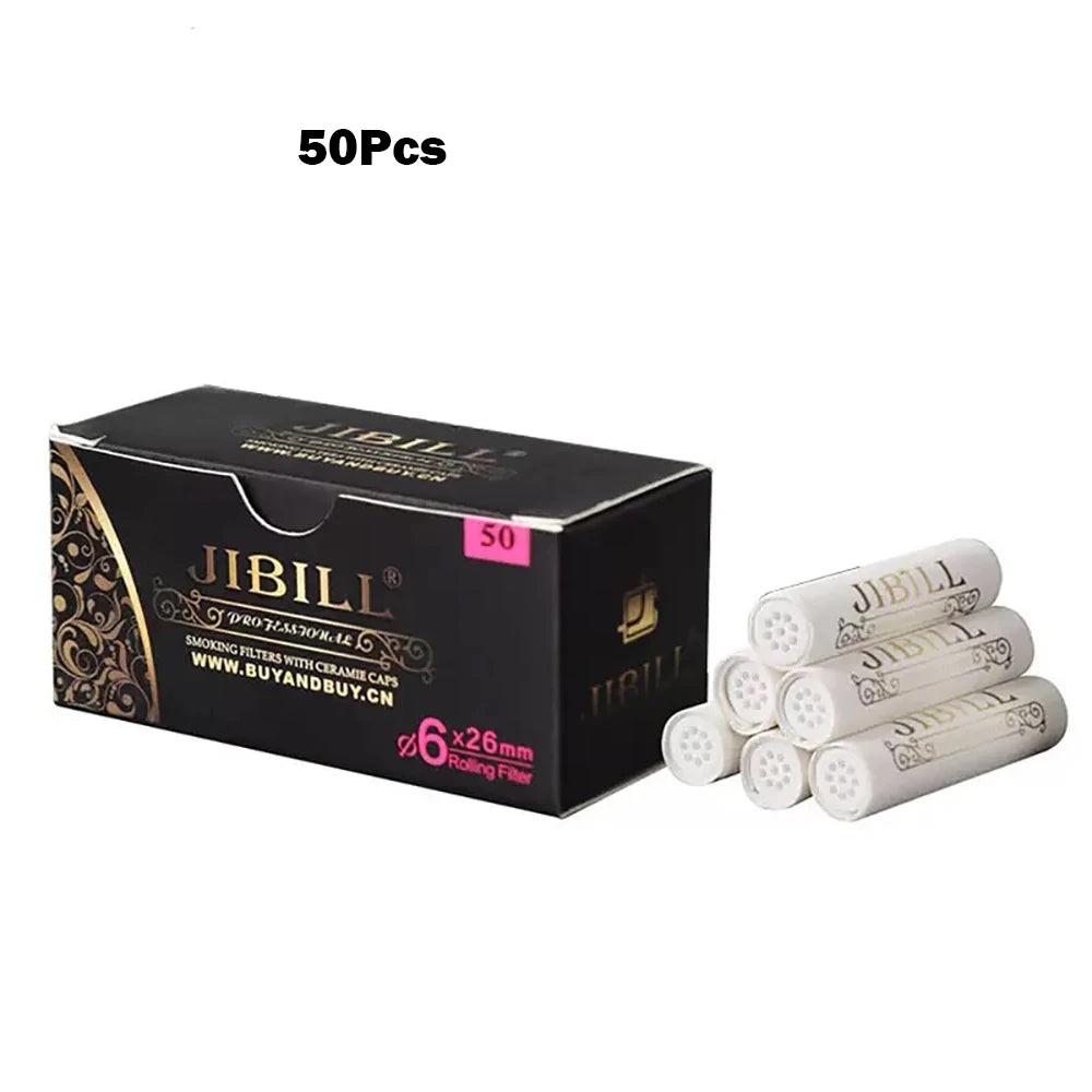 Tabak-Pfeifenfilter 6mm Aktivkohle 50 StückDoppelte Keramik-Seiten, Papierfilter für Pfeifen