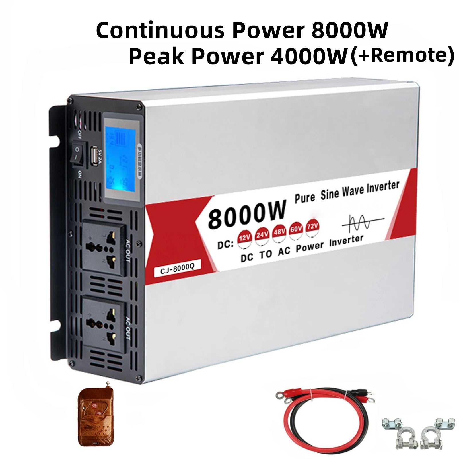 Wechselrichter 12V-72V zu AC 220V reine Sinuswelle6000W-8000W Solar-Frequenzumrichter mit USB