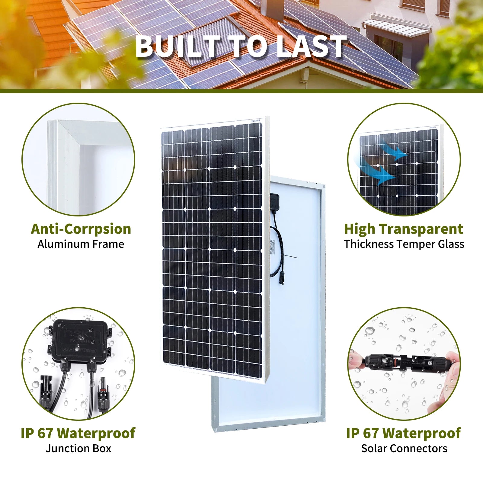 Solarpanel 140W 12V starr - Monokristallin mit Alurahmen