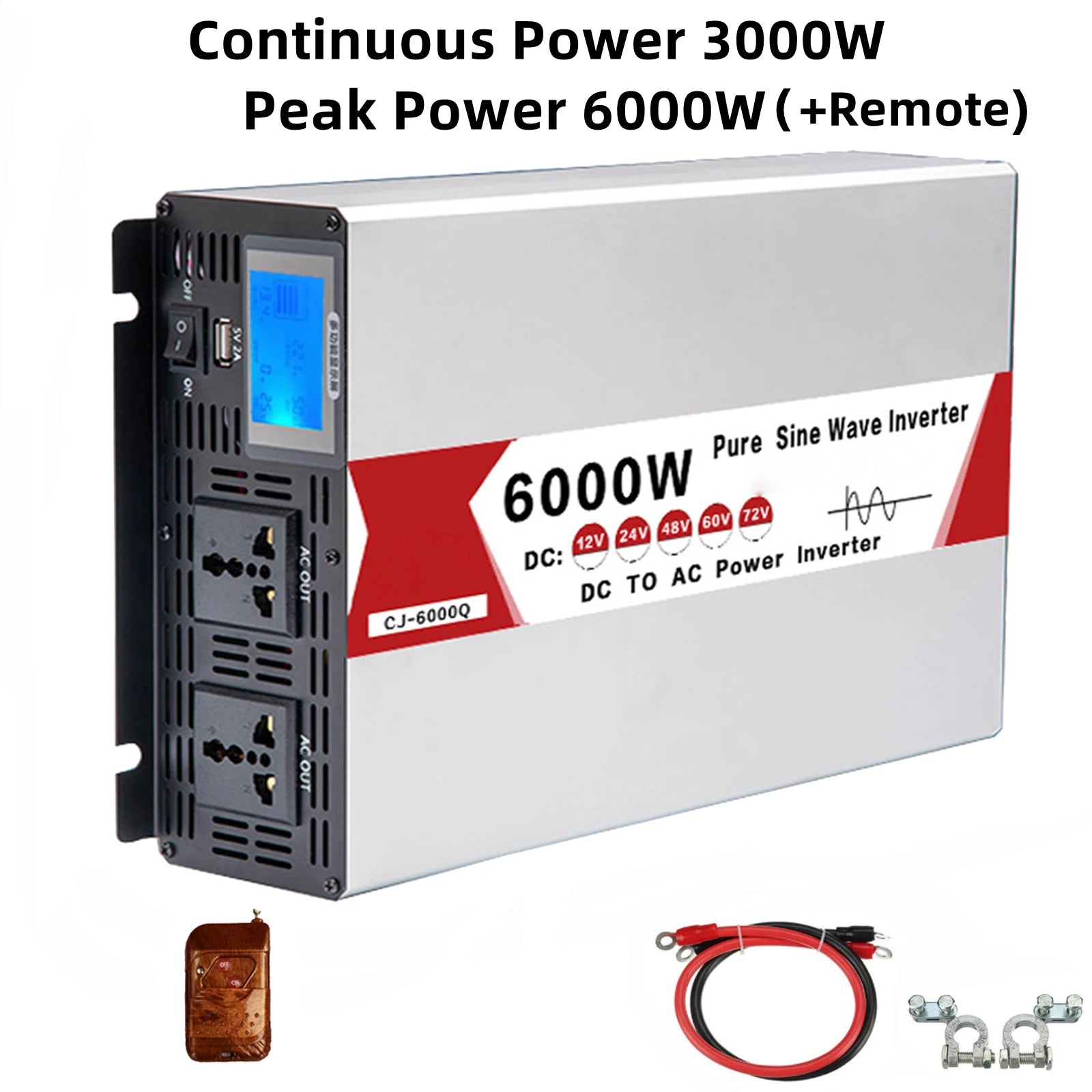 Wechselrichter 12V-72V zu AC 220V reine Sinuswelle6000W-8000W Solar-Frequenzumrichter mit USB