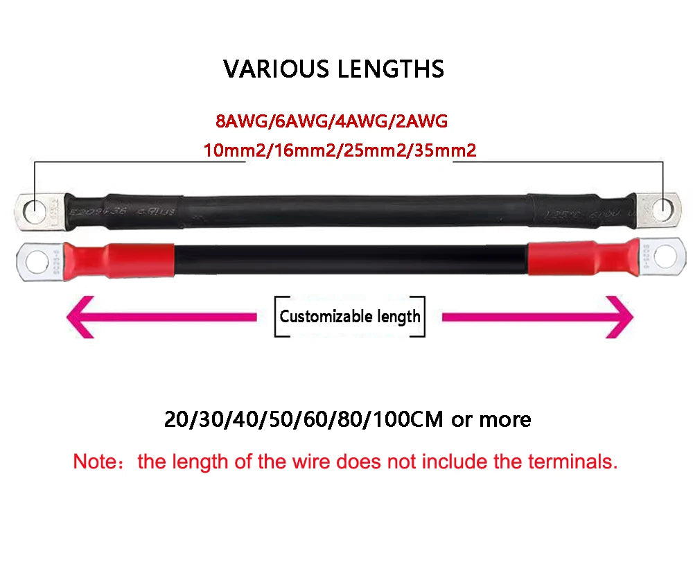 Batterieanschlusskabel 8-2AWG – Kupfer M6/M8/M10