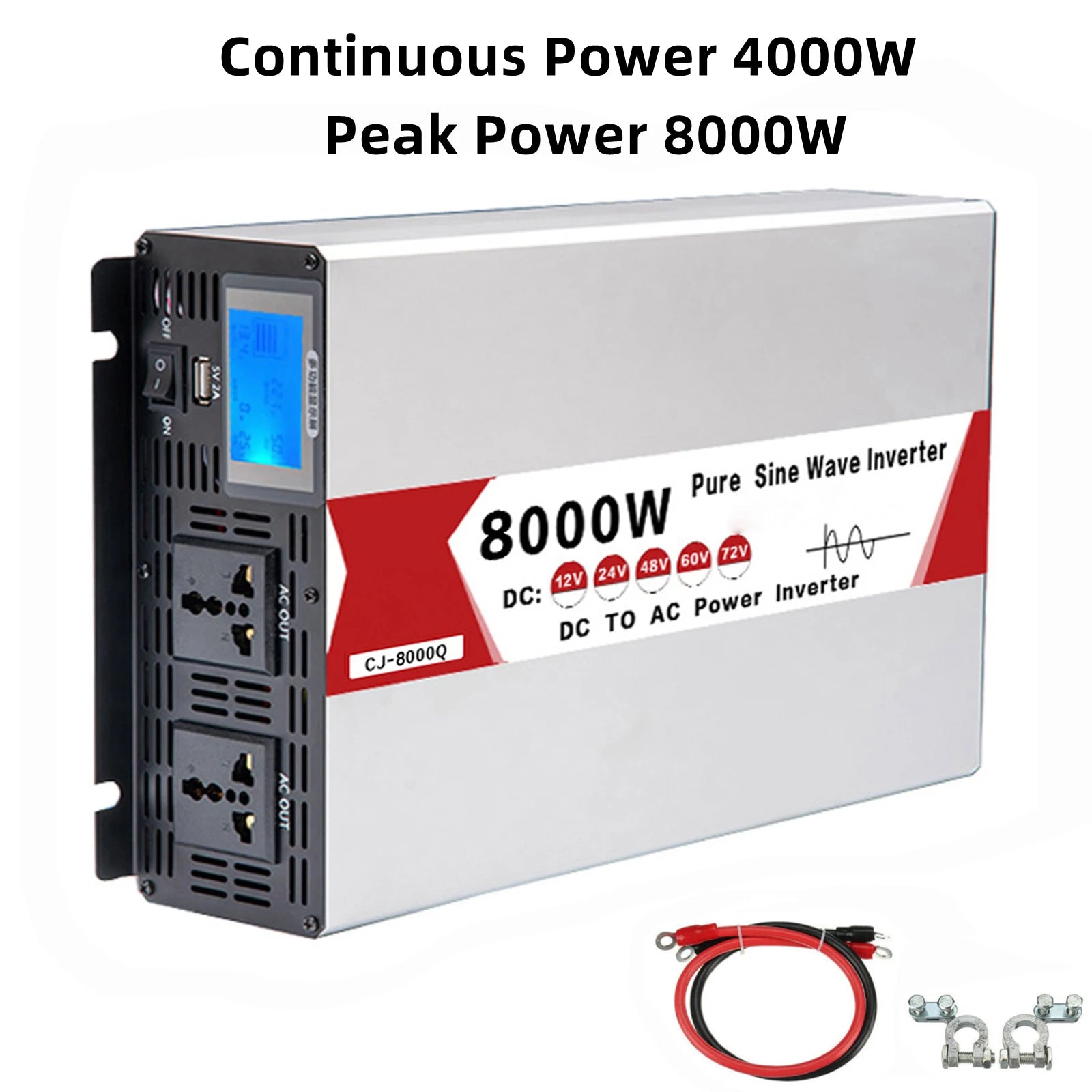 Wechselrichter 12V-72V zu AC 220V reine Sinuswelle6000W-8000W Solar-Frequenzumrichter mit USB