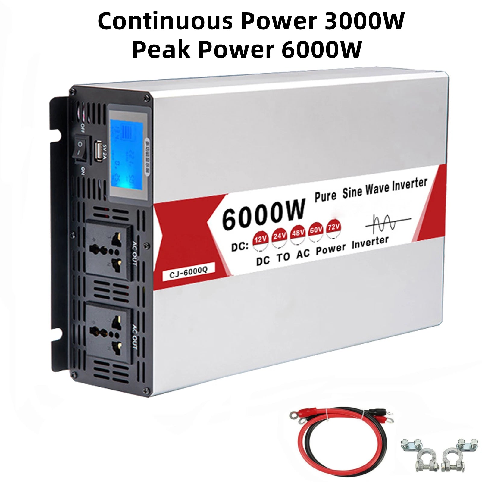 Wechselrichter 12V-72V zu AC 220V reine Sinuswelle6000W-8000W Solar-Frequenzumrichter mit USB