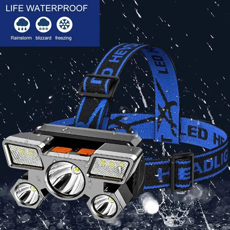 Wiederaufladbare LED-Kopflampe für OutdoorCamping, Angeln, Jagd & Wandern