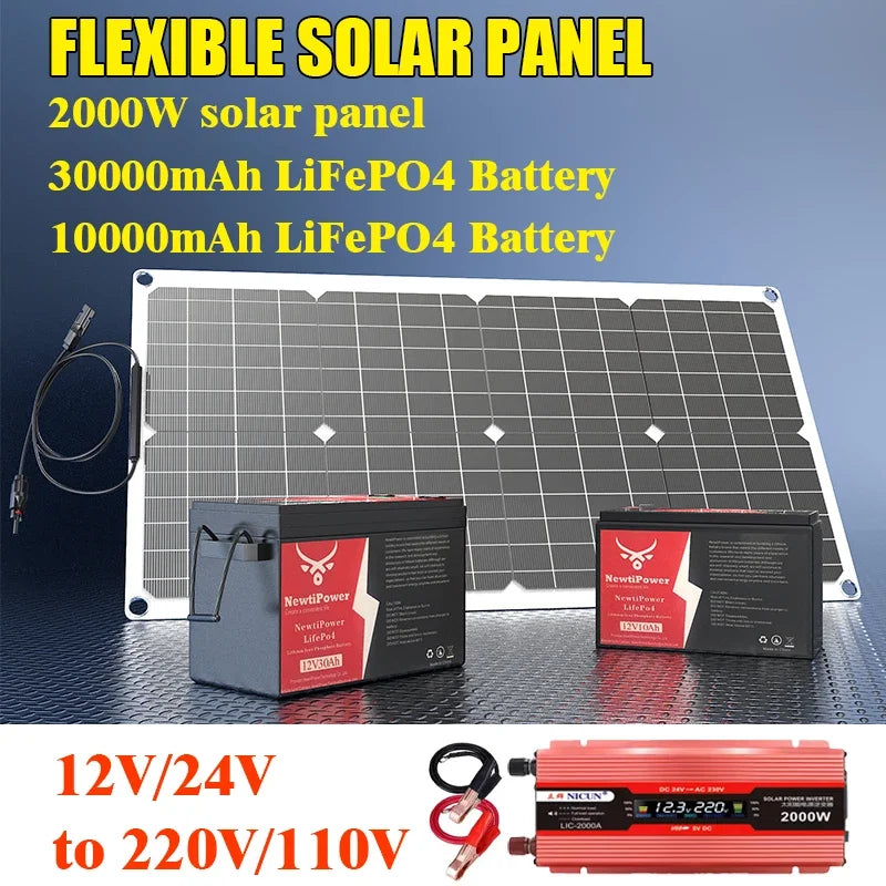 2000W Solar Komplett-Set – MPPT Controller & LiFePO4 Batterie