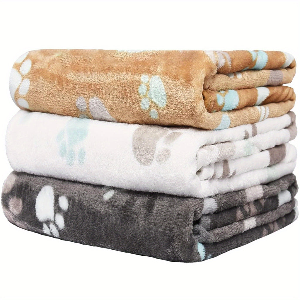 Haustier-Flanelldecken 3er Set – waschbar mit Pfoten
