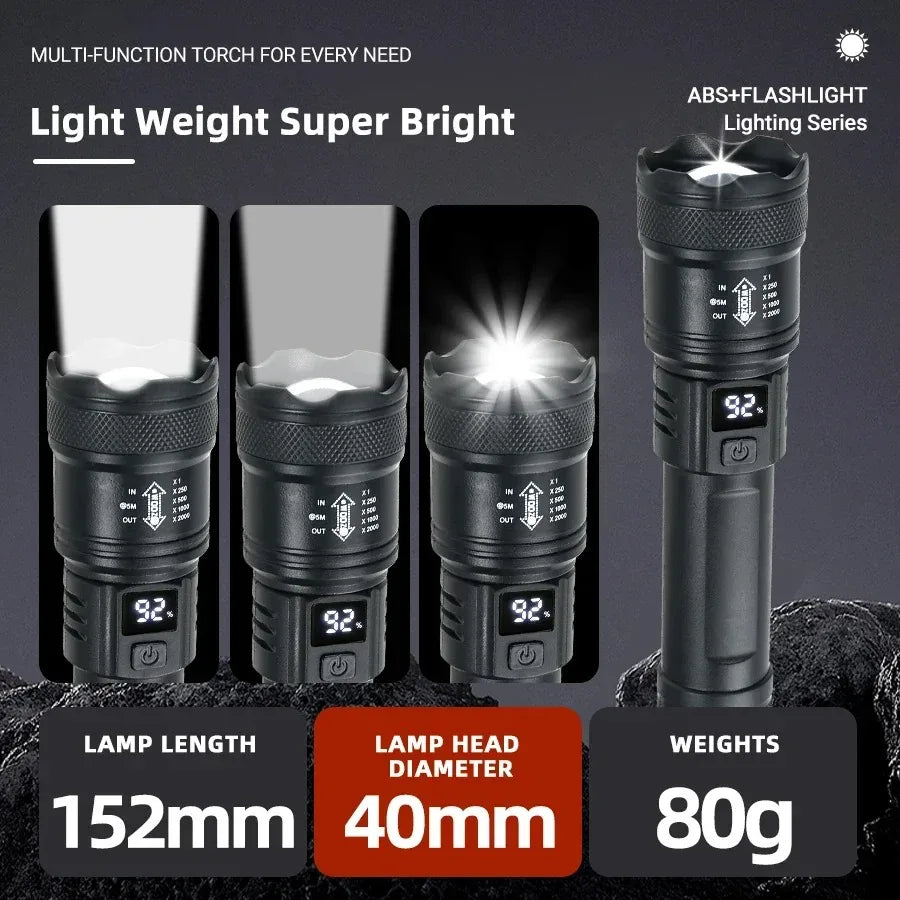 Taktische LED Taschenlampe 2000LM – USB wiederaufladbar