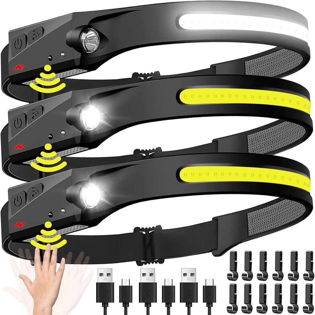 LED-Stirnlampe Sensor Aufladbar 5 Modi Camping
