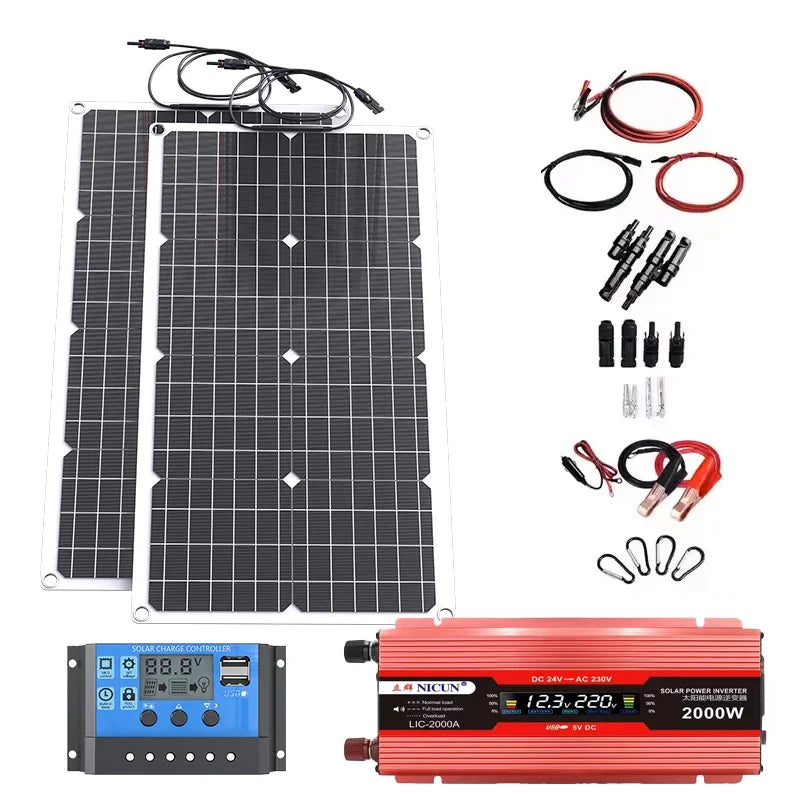 2000W Solar Komplett-Set – MPPT Controller & LiFePO4 Batterie