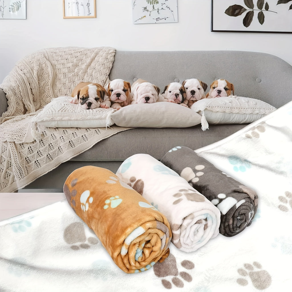 Haustier-Flanelldecken 3er Set – waschbar mit Pfoten