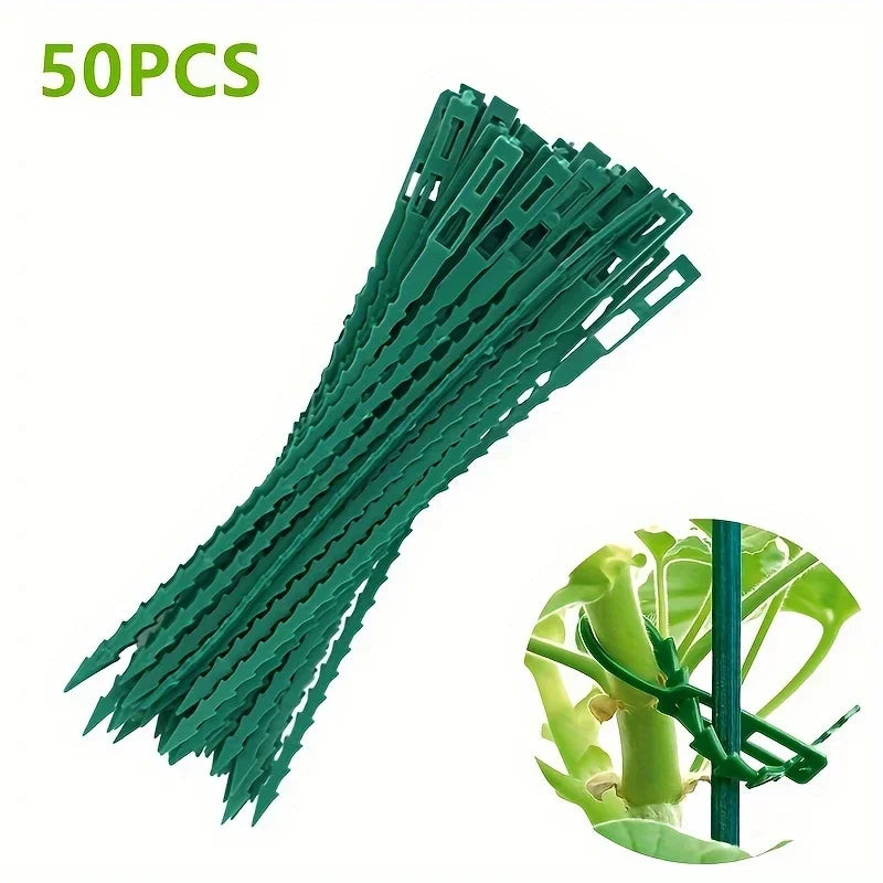 50 Adjustable Plant Ties - Reusable Plant Clips for Garden
