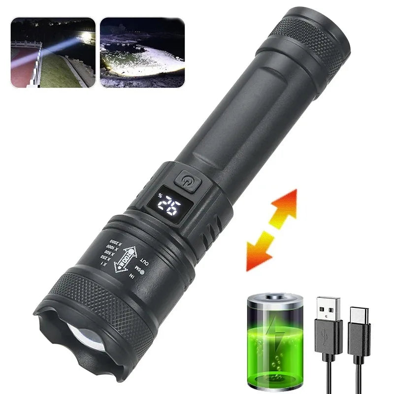 Taktische LED Taschenlampe 2000LM – USB wiederaufladbar