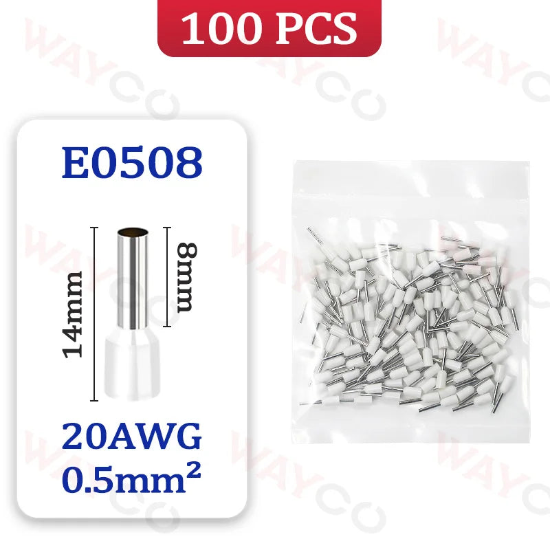 100x Aderendhülsen Set E0508-E6012 Crimp-Ferrules