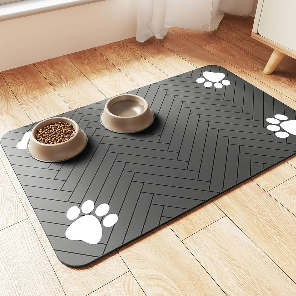Feeding mat for dogs &amp; cats - Absorbent &amp; waterproof with non-slip backing