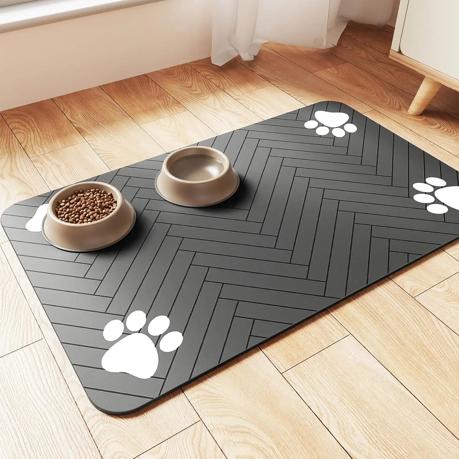 Feeding mat for dogs &amp; cats - Absorbent &amp; waterproof with non-slip backing